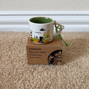 Starbucks Illinois Mug Ornament - Green Interior with White Exterior